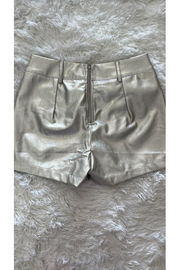 Front Pocket Metallic Silver Shorts