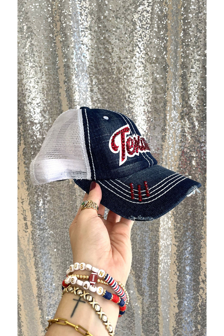 Denim Bling Texans Cap