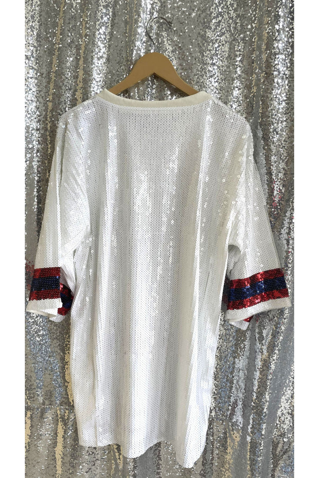 White Oversized Sequin Texans Jersey