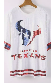 White Oversized Sequin Texans Jersey