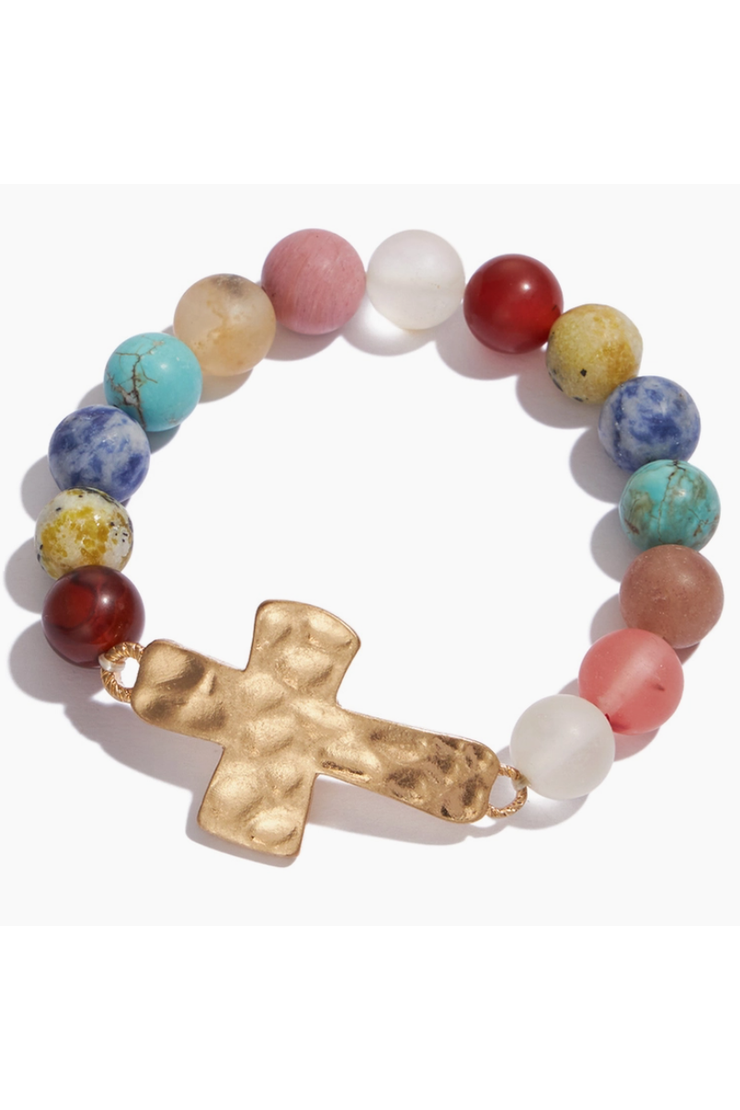 Mixed Beads Cross Necklace