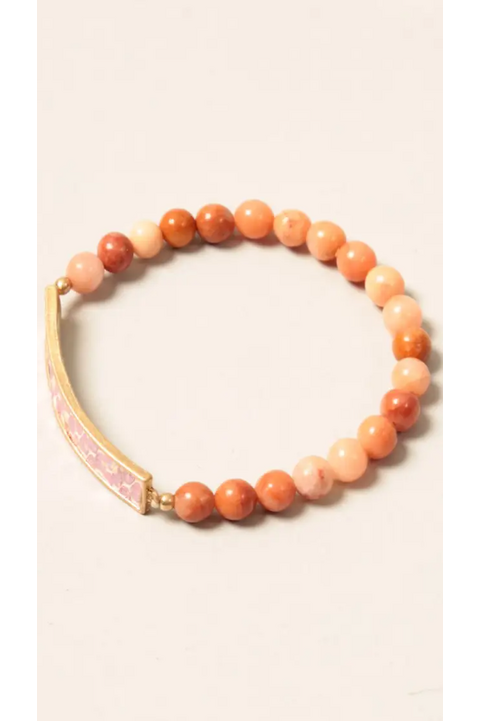 Orange Stone Beaded Bracelet
