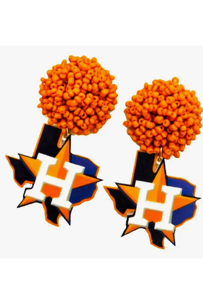 The Orange Beaded Houston Astros Earring