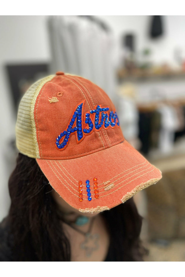 Orange Bling Astros Cap